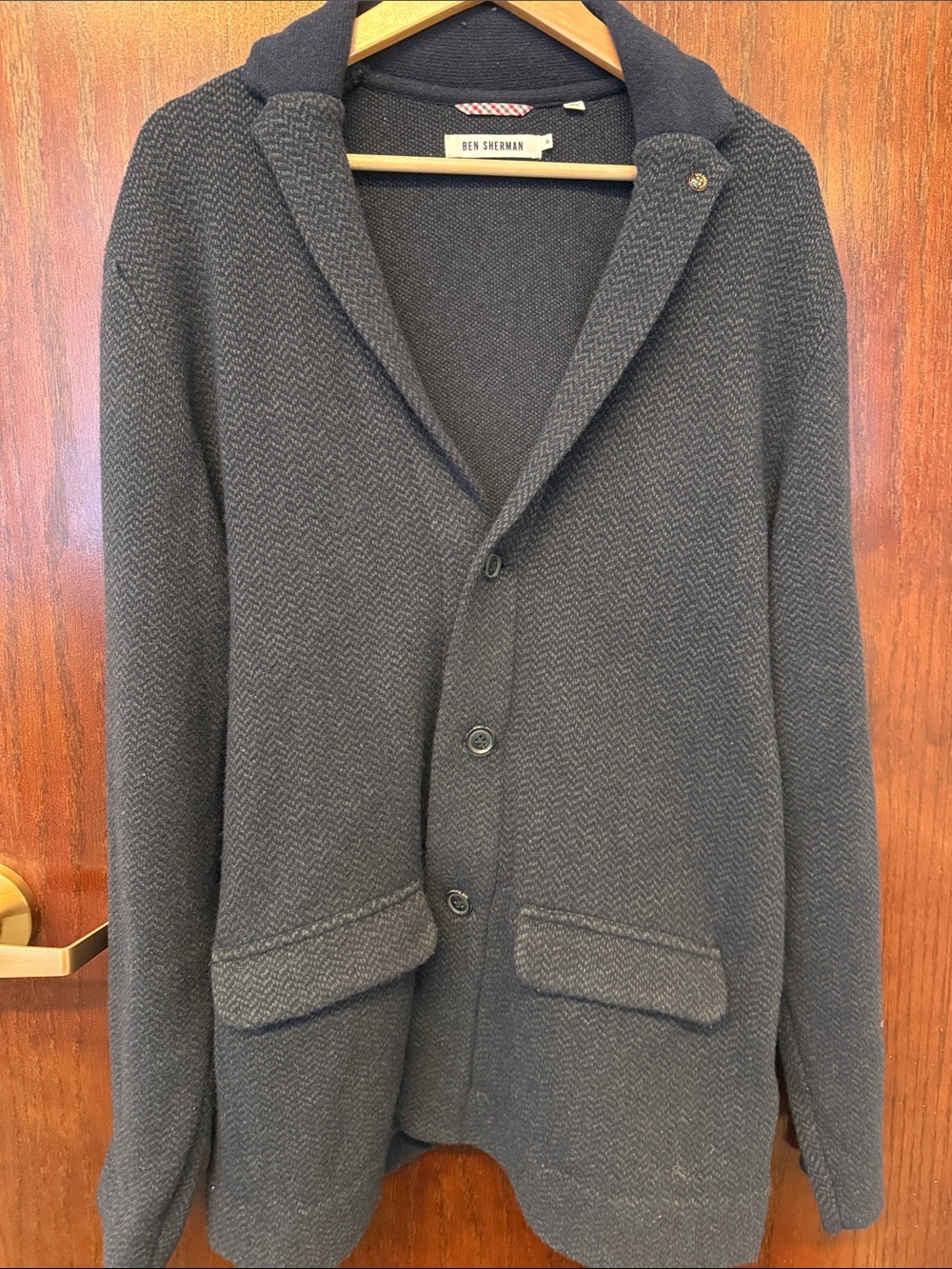 Ben Sherman Men's Charcoal Textured Knit Cardigan Blazer Cardigan
